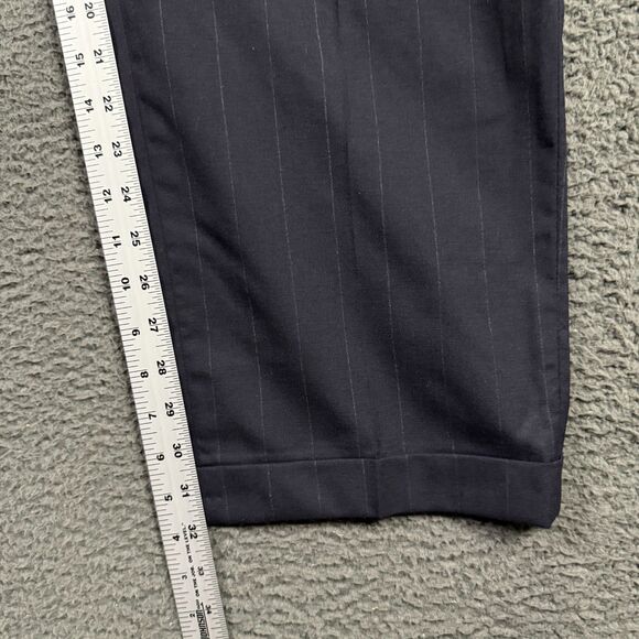 Vtg Polo Ralph Lauren Pants Mens 36x30 Blue Striped Pleated Dress Trousers Wool - Picture 9 of 10